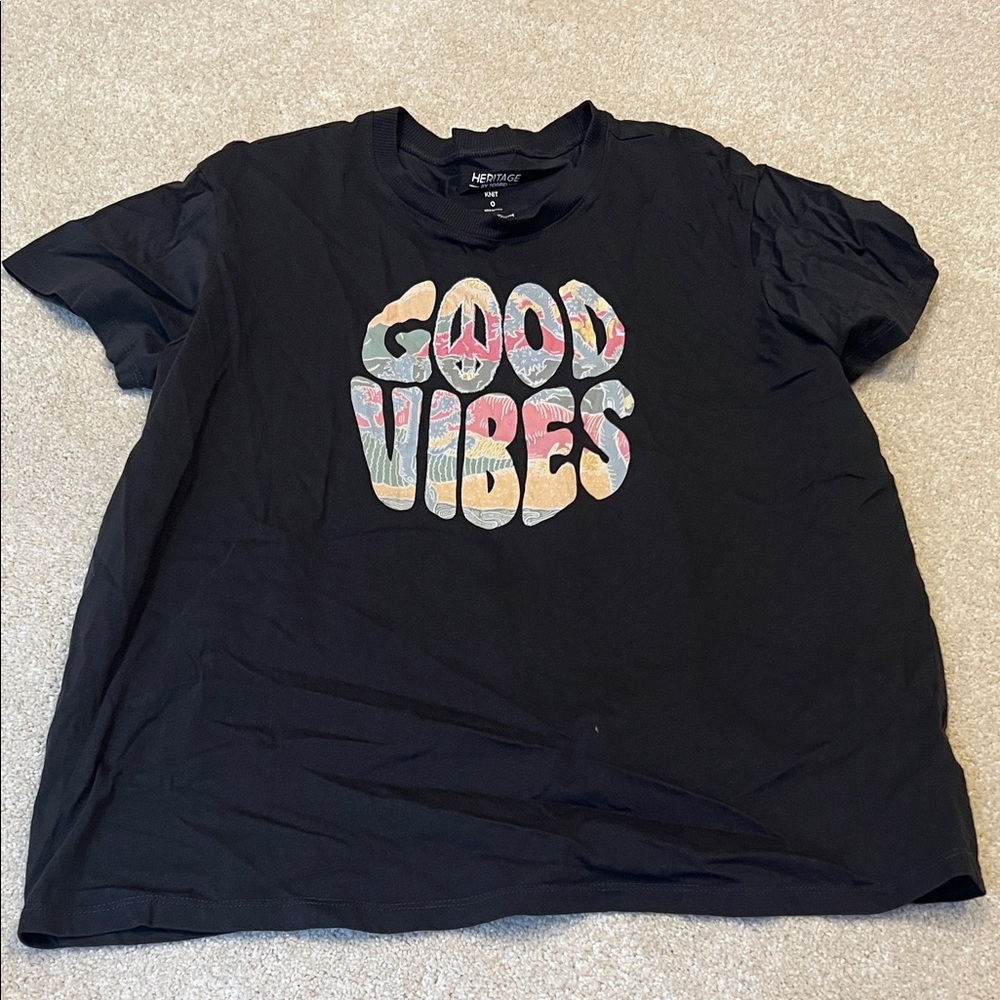 Torrid size 0 Good Vibes Black T-Shirt